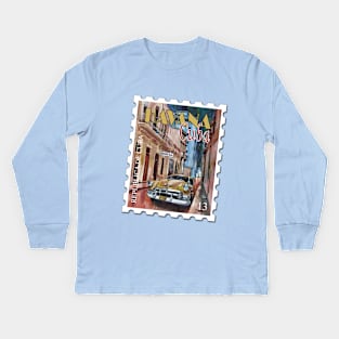 Cuba Stamp Kids Long Sleeve T-Shirt